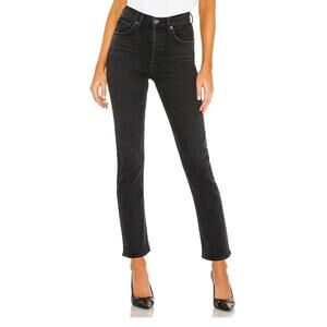 AGOLDE High Rise Straight Crop Jeans Black Size 26